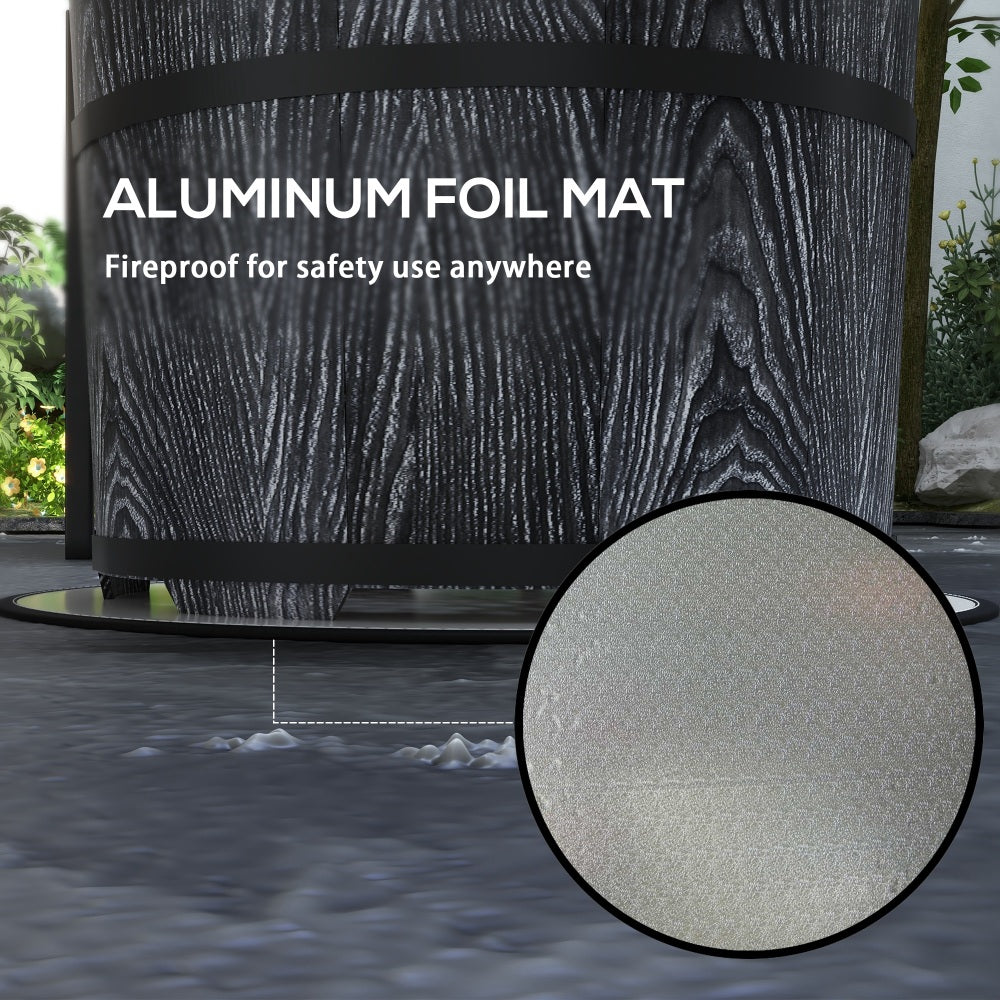 Outsunny Smokeless Fire Pit with Fireproof Mat, 20" Barrel Style Portable Wood Burning Firepit, Magnesium Oxide Low Smoke Camping Bonfire Stove for Backyard, Patio, Picnic, Black
