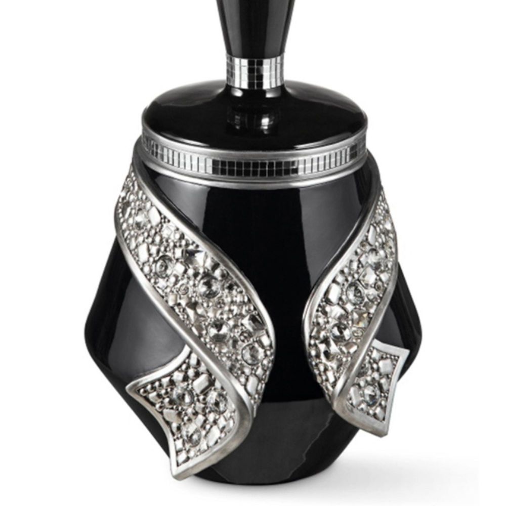 14" Tall Polyresin Decorative Jewelry Box "Stellaire", Black and Silver finish