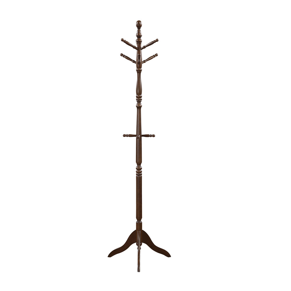 Dark Brown Finish Classic Coat Rack Solid Wood, 10 Hooks Coat Hanger Stand Entryway Home Furniture 1pc