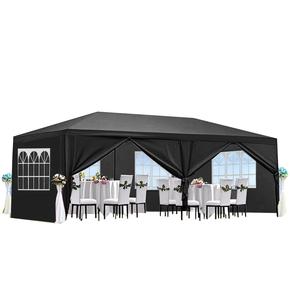 10x20' Wedding Party Canopy Tent Outdoor Gazebo with 6 Removable  Sidewalls Black Color