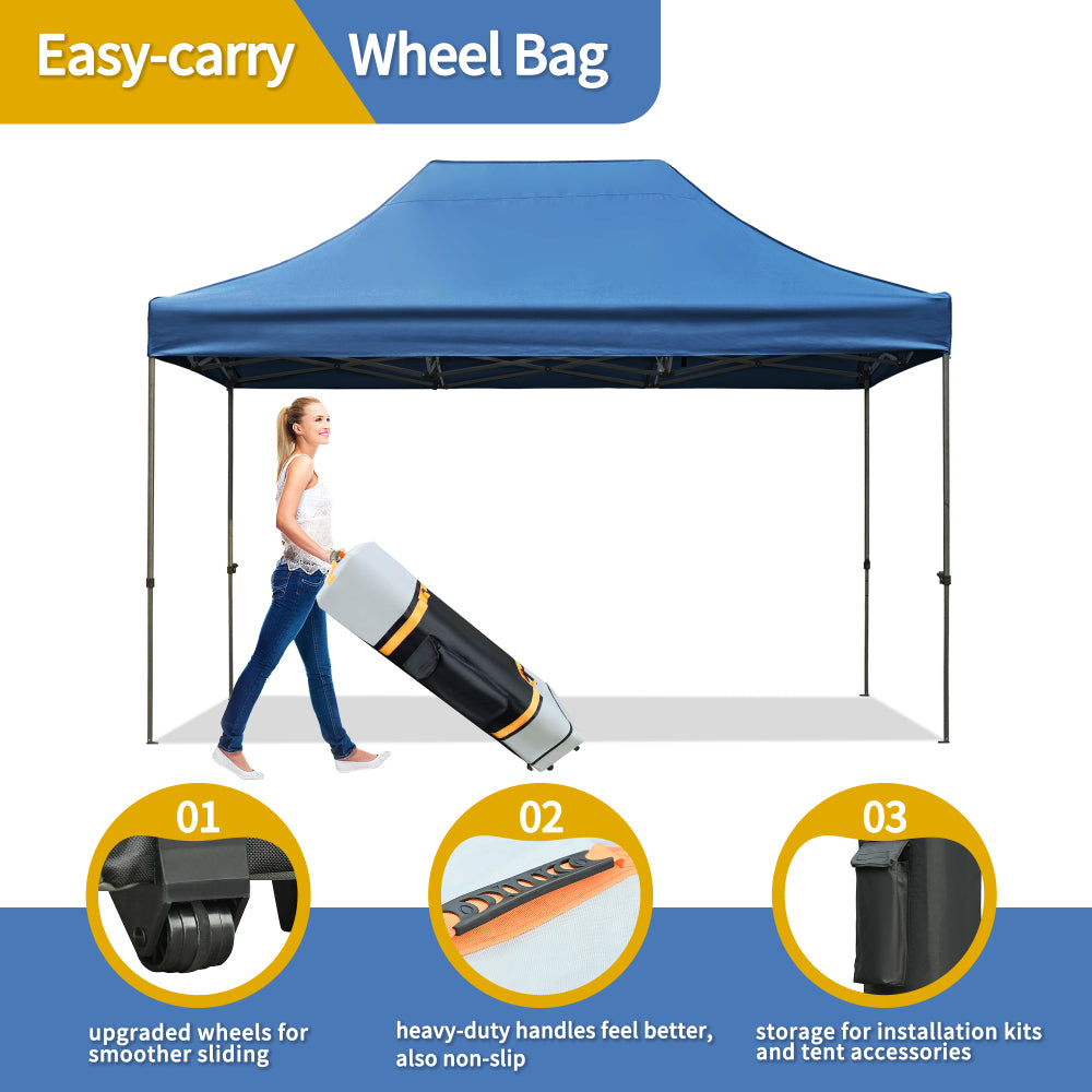 TREXM 10x15 Pop Up Canopy Tent, Heavy Duty Party Tent with 4 Sidewalls UV Waterproof Protection, 3 Height Adjustable Outdoor Canopy Tent for Weddings, Events, and Backyard Gatherings, Blue