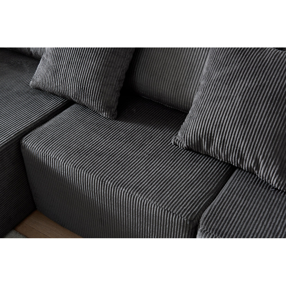 108.3" Sectional Foam Couch,L Shape Sofa with Chaise Lounge,Modular Cloud Sofa  for Living Room,Upholstered Corduroy Couch Dark Grey