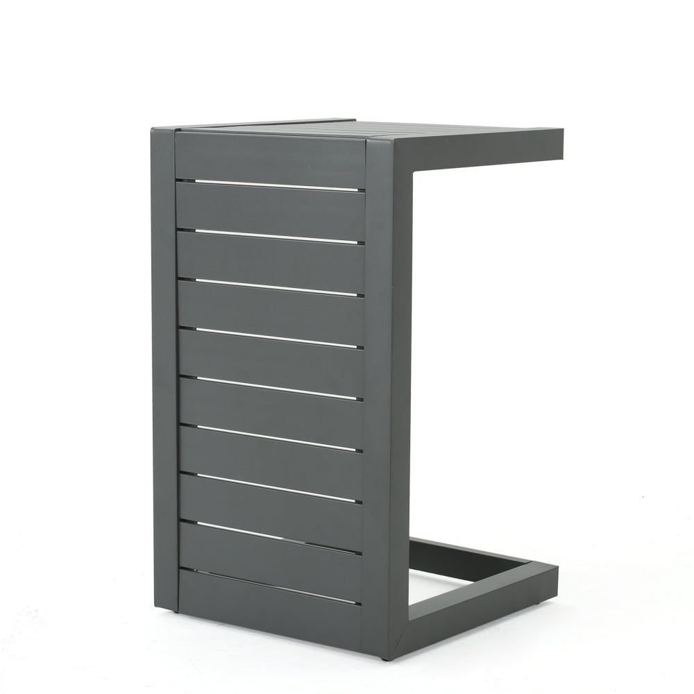 CAPE CORAL ALU C-SHAPED TABLE GREY