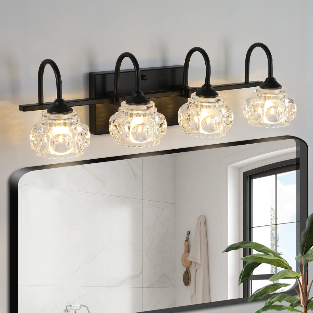 29" Nickel Finish Vintage Crystal Vanity Light - Elegant 5-Light Bathroom Mirror Fixture with Clear Glass Shades (No Bulbs)