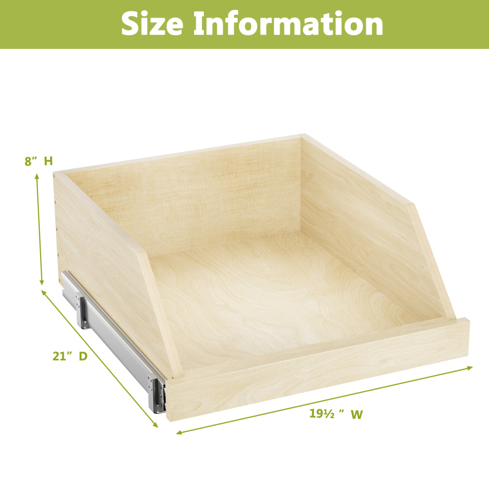 Pull Out Cabinet Organizer High Drawer 19½" W x 21" D Hard Close Wood Slide Out Shelves Cabinet Storage and Organizer with Full Extension Rail Slides Pull Out Drawer for Kitchens Cabinet Pantry