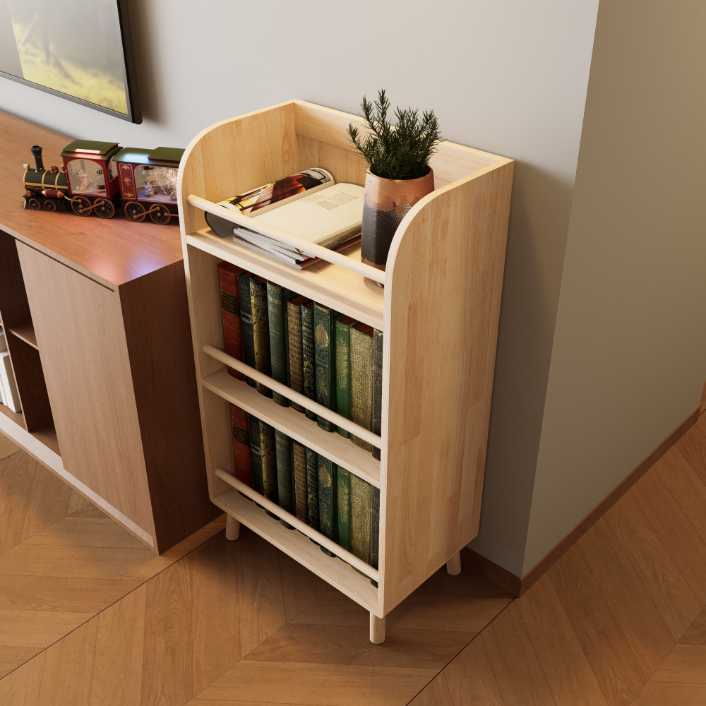 Pine Solid Wood Bookshelf/Bookcase - 0.6" Thick Shelves Heavy Duty Storage Rack, 19.69"W×36.61"H Modern Farmhouse Shelf for Living Room, Home Library Organizer