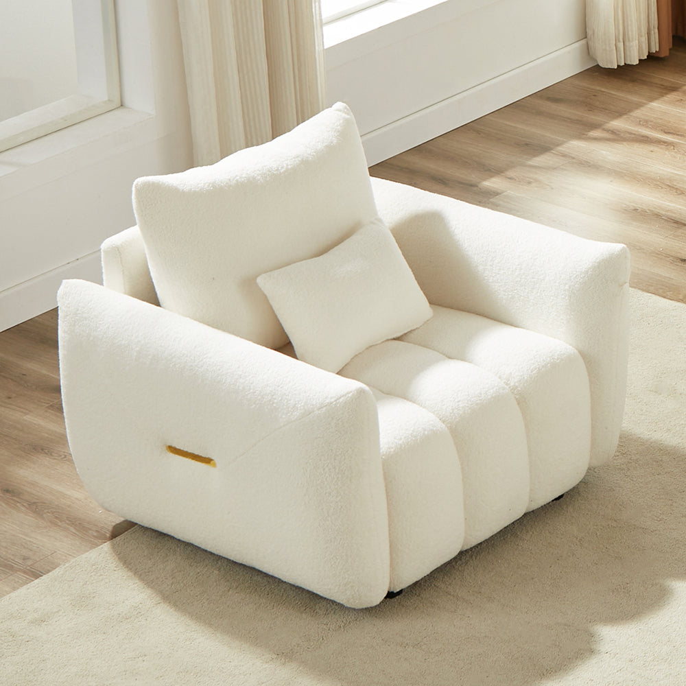 [video]MH 82" Premium Teddy fabric Sofa with 3 Back Pillows and 3 back Cushions Solid Wood Frame 3-Seater Sofa, Oversized Upholstered Chair for Living Room, Bedroom, Apartment and Office