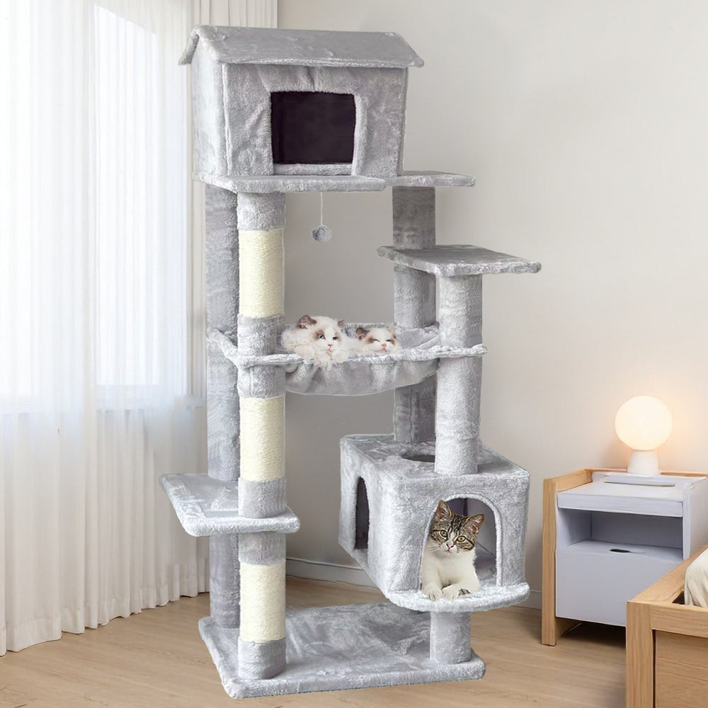63 Inches Multi-Level Large Cat Tree  gray