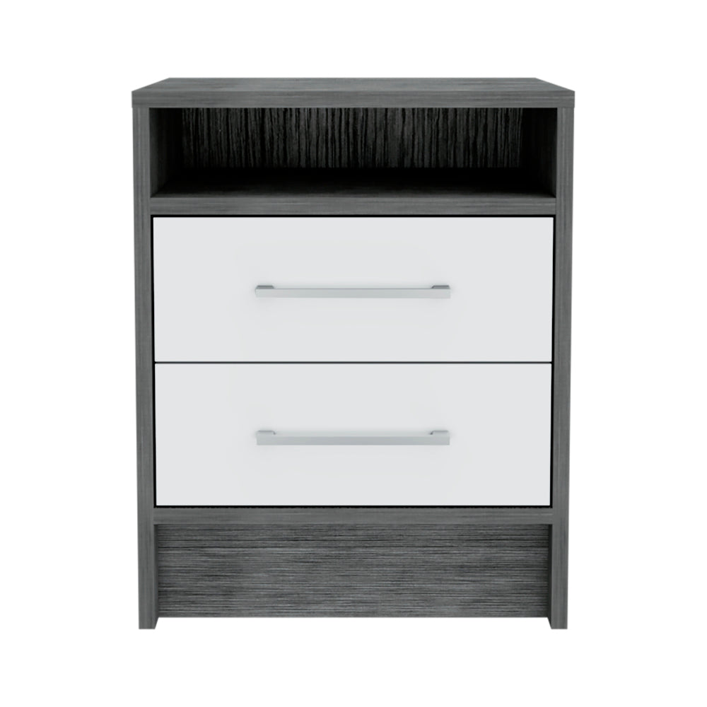 Philadelphia Nightstand, Two Drawers, Concealed Shelf