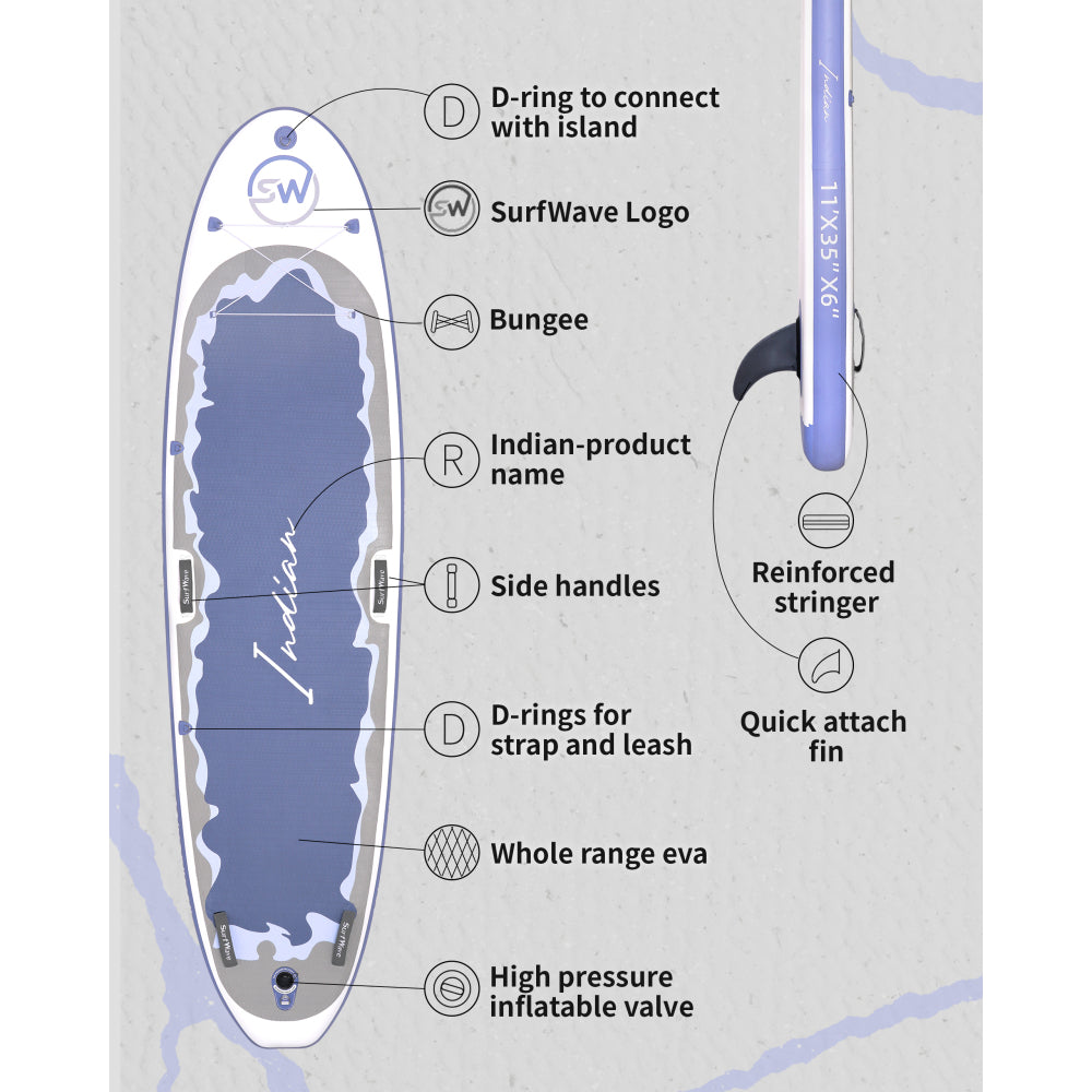 Inflatable Stand Up Paddle Board 11'x34"x6" With Accessories
