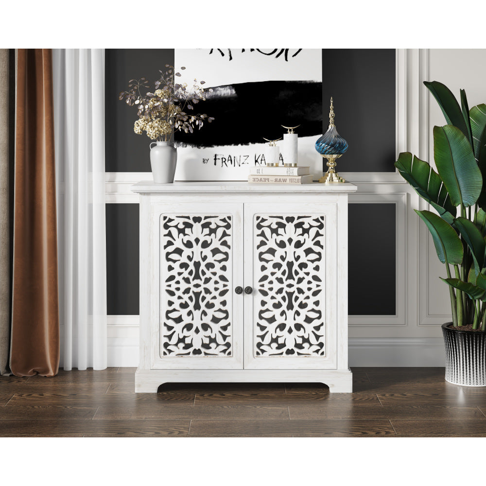 Antique Sideboard Storage Cabinet, Vintage Accent Cabinet, 2 carving Doors Buffet Server Console Cabinet for Kitchen Dining Room Living Room Hallway