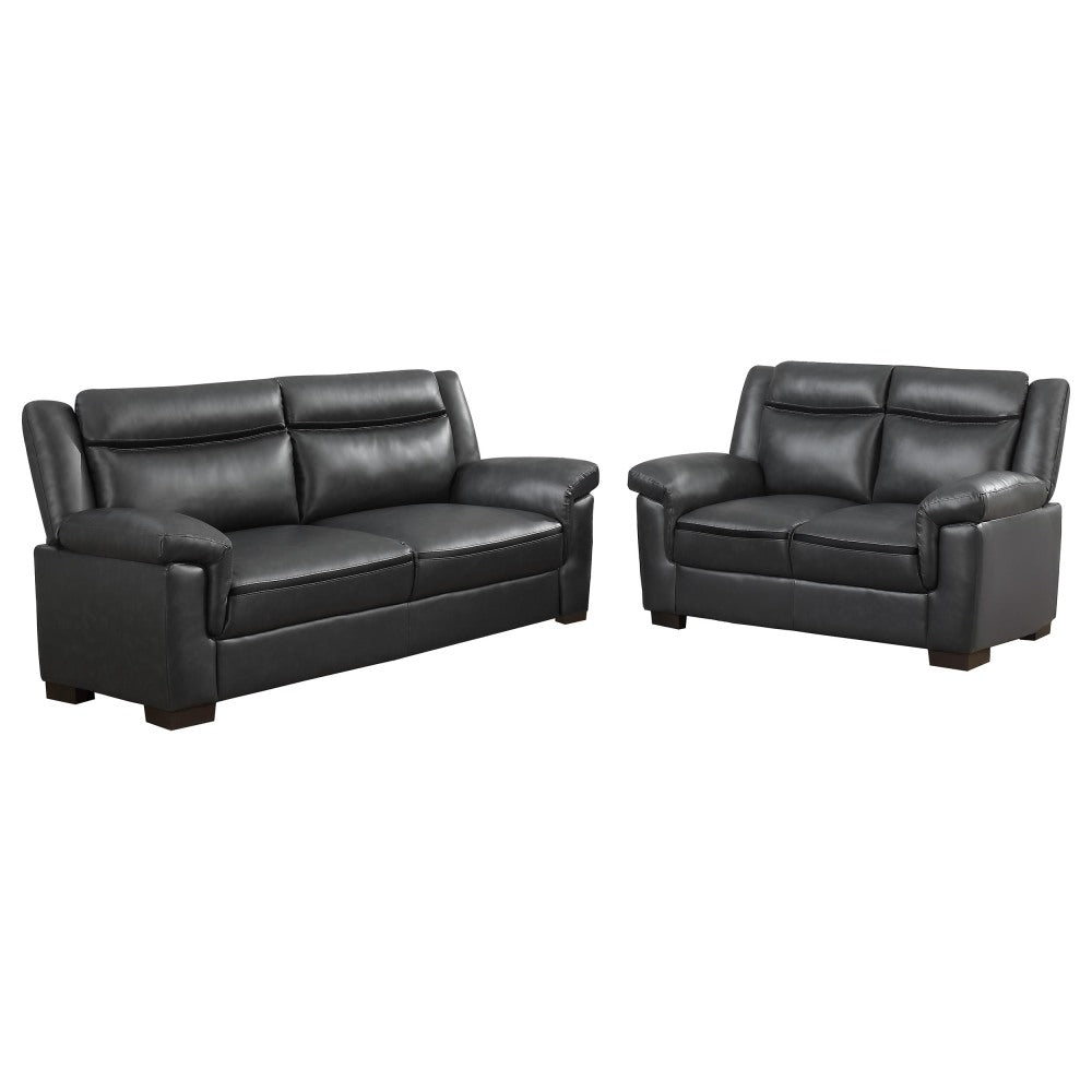 Borden Grey 2-piece Faux Leather Living Room Set