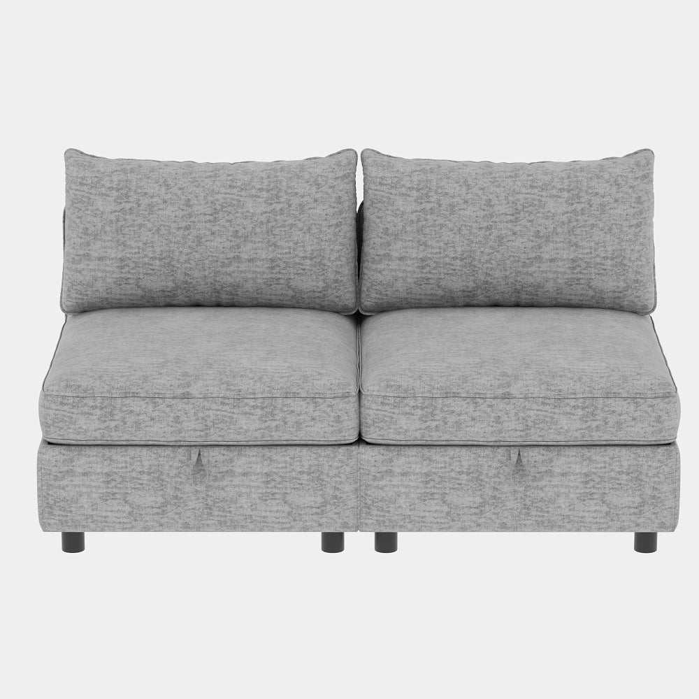 Armless Seat for Modular Sectional Sofa, Convertible Sofa Seat With Storage, Sleeper Sectional Sofa Set, Fabric Flexible Modular Combinations for Living Room(2PCS)