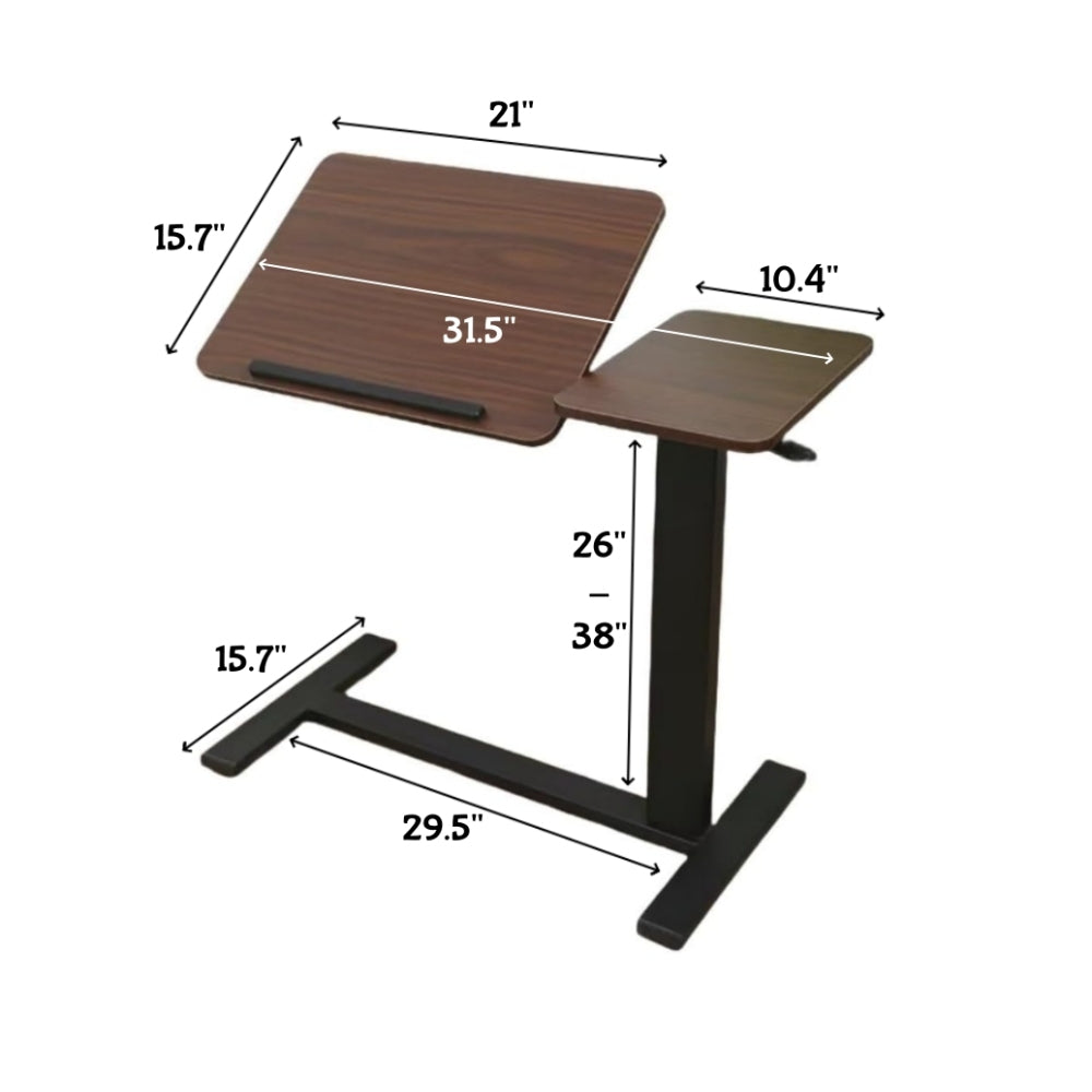 Bedside Table,Folding Overbed Bedside Desk Mobile Rolling Laptop Stand Tilting Overbed Table with Wheels Height Adjustable Tray Table for Laptop Bed Sofa Side Table (WALNUT),Gift for Mother's day