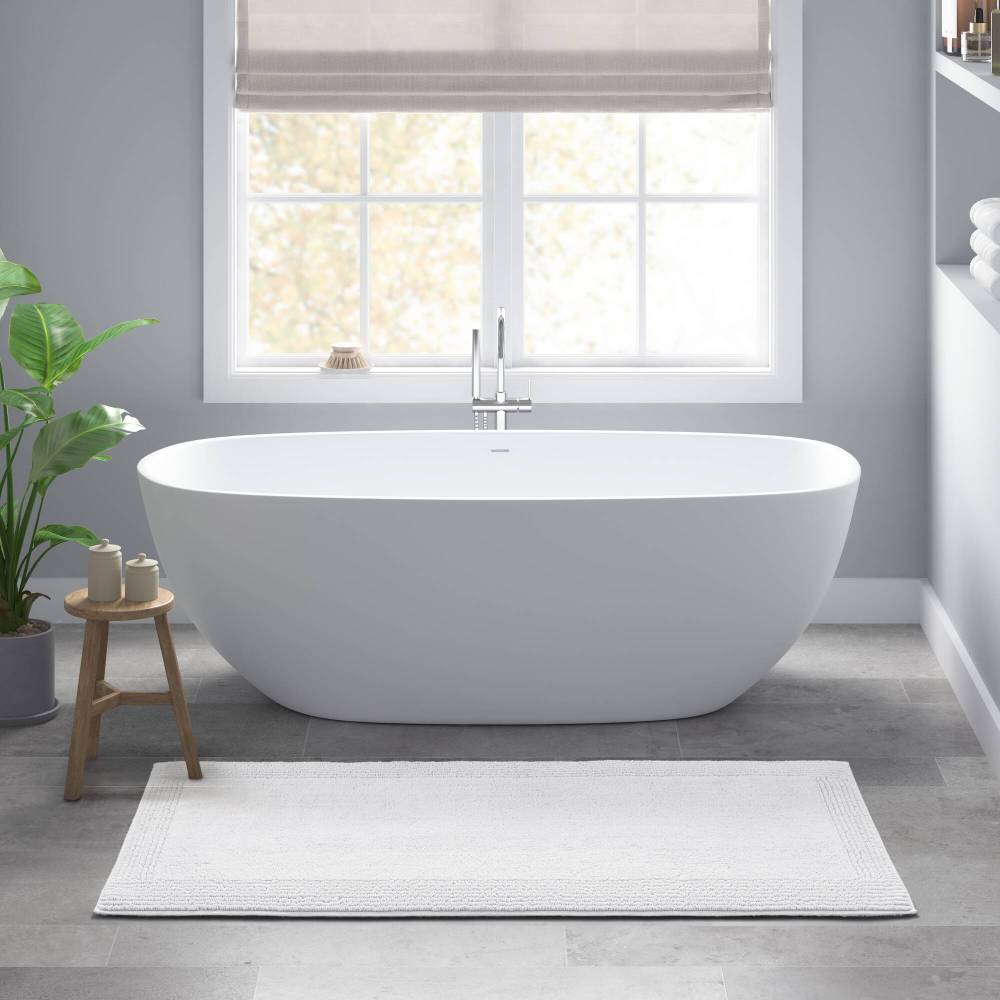 100% Cotton Tufted 3000 GSM Reversible Bath Rug Charcoal 21x34"