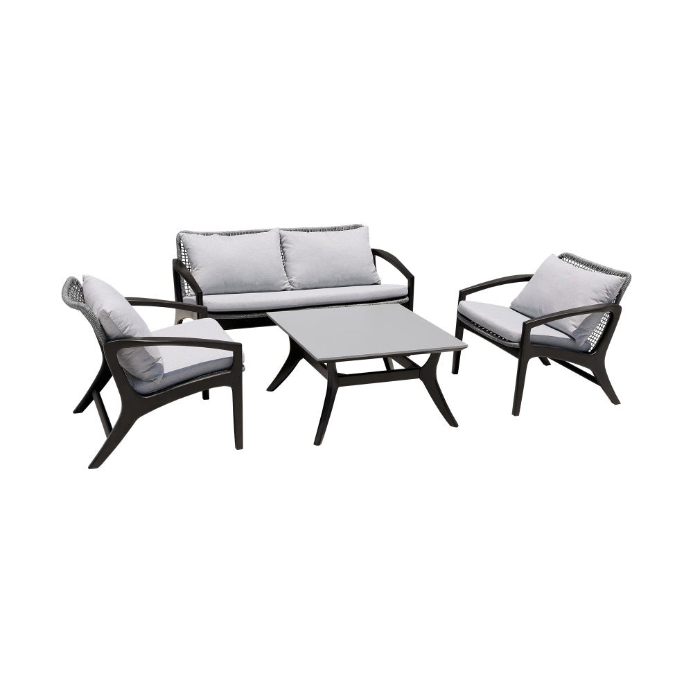 Beckham Outdoor Coffee Table in Dark Eucalyptus Wood and Super Stone