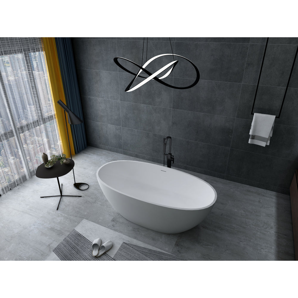 71 inch Freestanding Solid Surface Soaking Bathtub Matte White 25S01-18PS