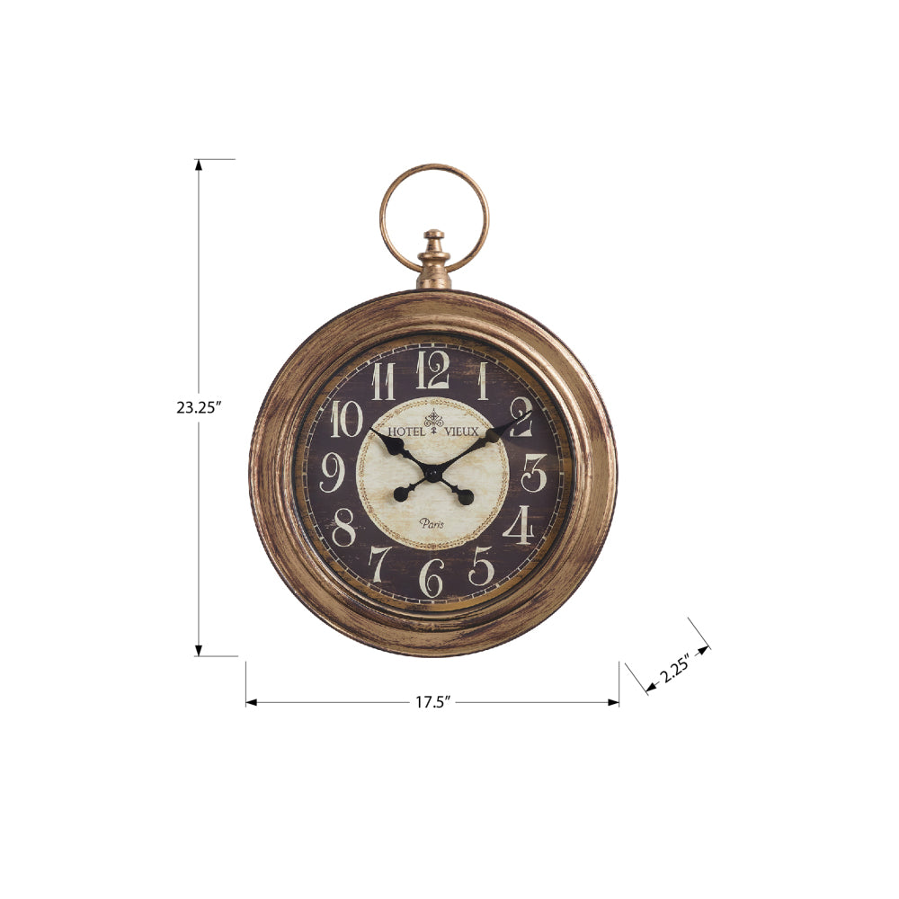 Clocks, 18" Round, Wall Clock, Antique Brown, Traditional