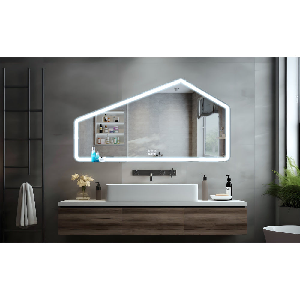 52*28 inch LED Bathroom Vanity Mirror Wall Mounted Adjustable White/Warm/Natural Lights Anti-Fog Touch Switch with Memory Modern Smart Large Bathroom Mirrors