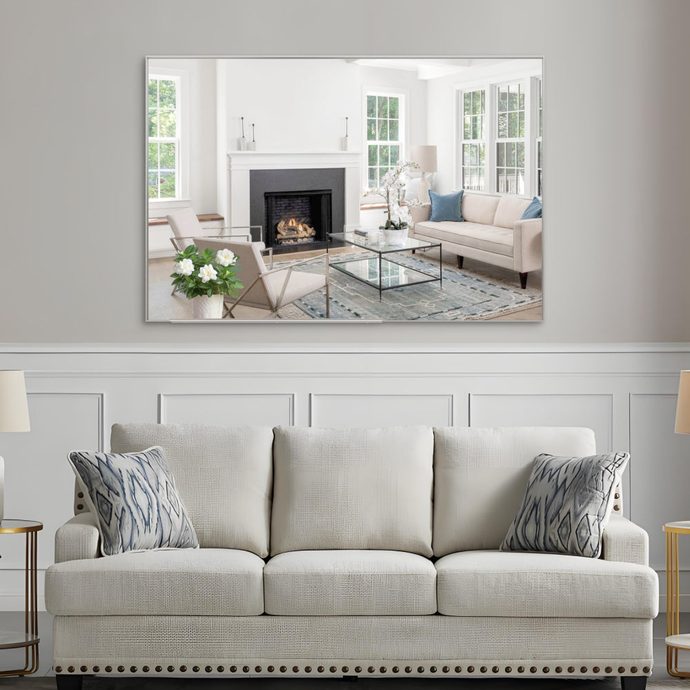 60"x40" Oversized Modern Rectangle Bathroom Mirror with Silver Frame Decorative Large Wall Mirrors for Bathroom Living Room Bedroom Vertical or Horizontal Wall Mounted mirror with Aluminum Frame