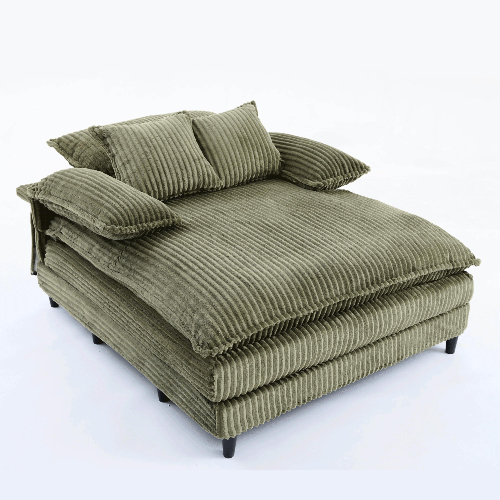 [NEW ARRIVED] [VIDEO PROVIDED] 54.75" W Oversized Chaise Lounge Chair,Fluffy cushioned sofa bed,Deep Seat,Corduroy,2 Pillows,4 gears can be adjusted,Leisure Sleeper Sofa Chair for Living Room, Black