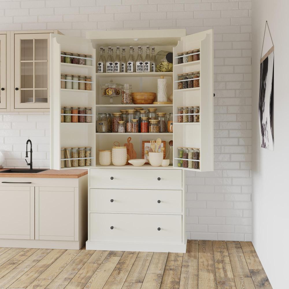 [Assembly Video Provided]TOPMAX 77inch Farmhouse Kitchen Pantry, Freestanding Tall Cupboard Storage Cabinet with 3 Adjustable Shelves, 8 Door Shelves, 3 Drawers for Kitchen, Dining Room, Gray