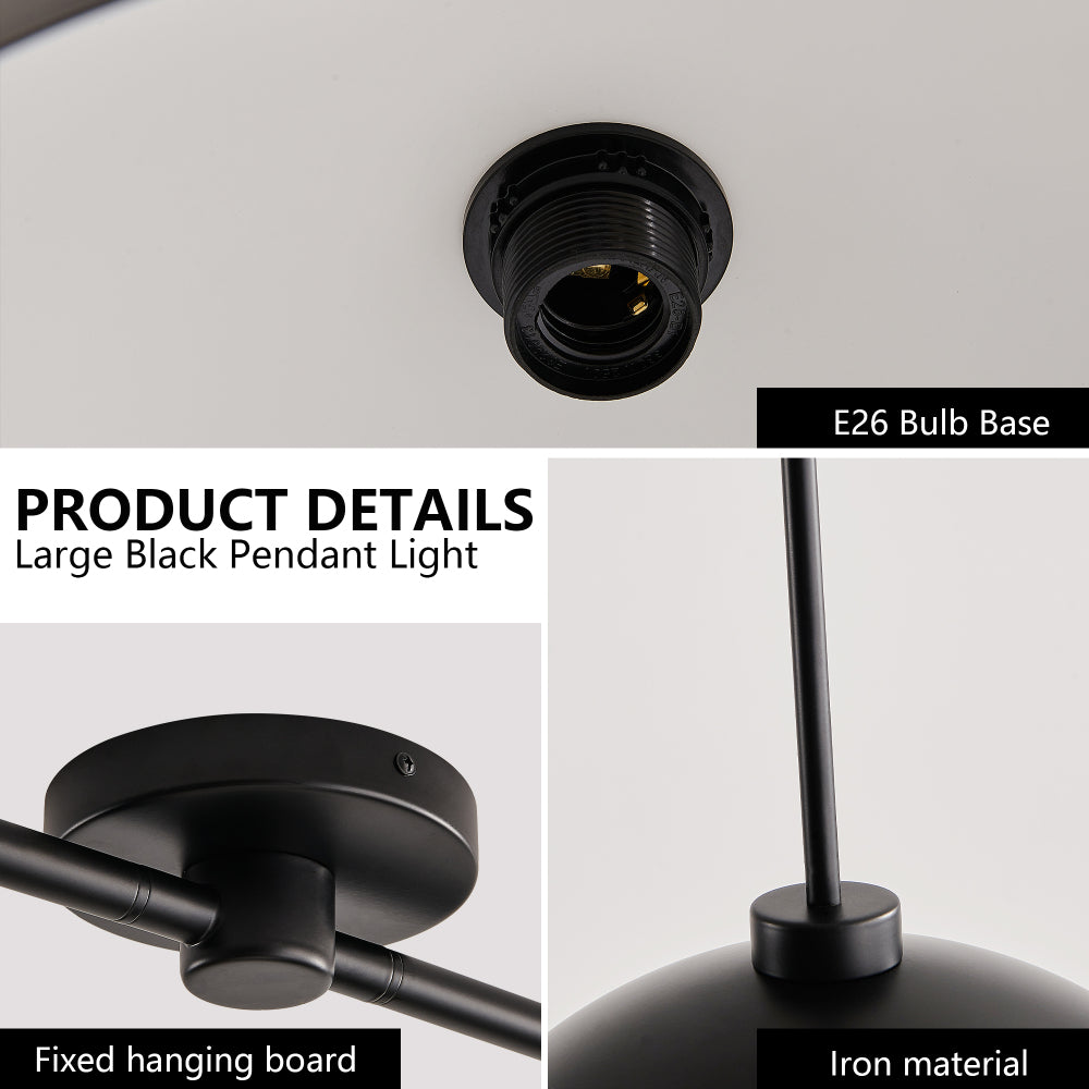 41" Industrial Modern Black Double Pendant Light – Adjustable Ceiling Hanging Lamp with Matte Finish for Dining Room, Kitchen, or Living Room – Stylish and Durable Lighting Fixture (No Bulbs)