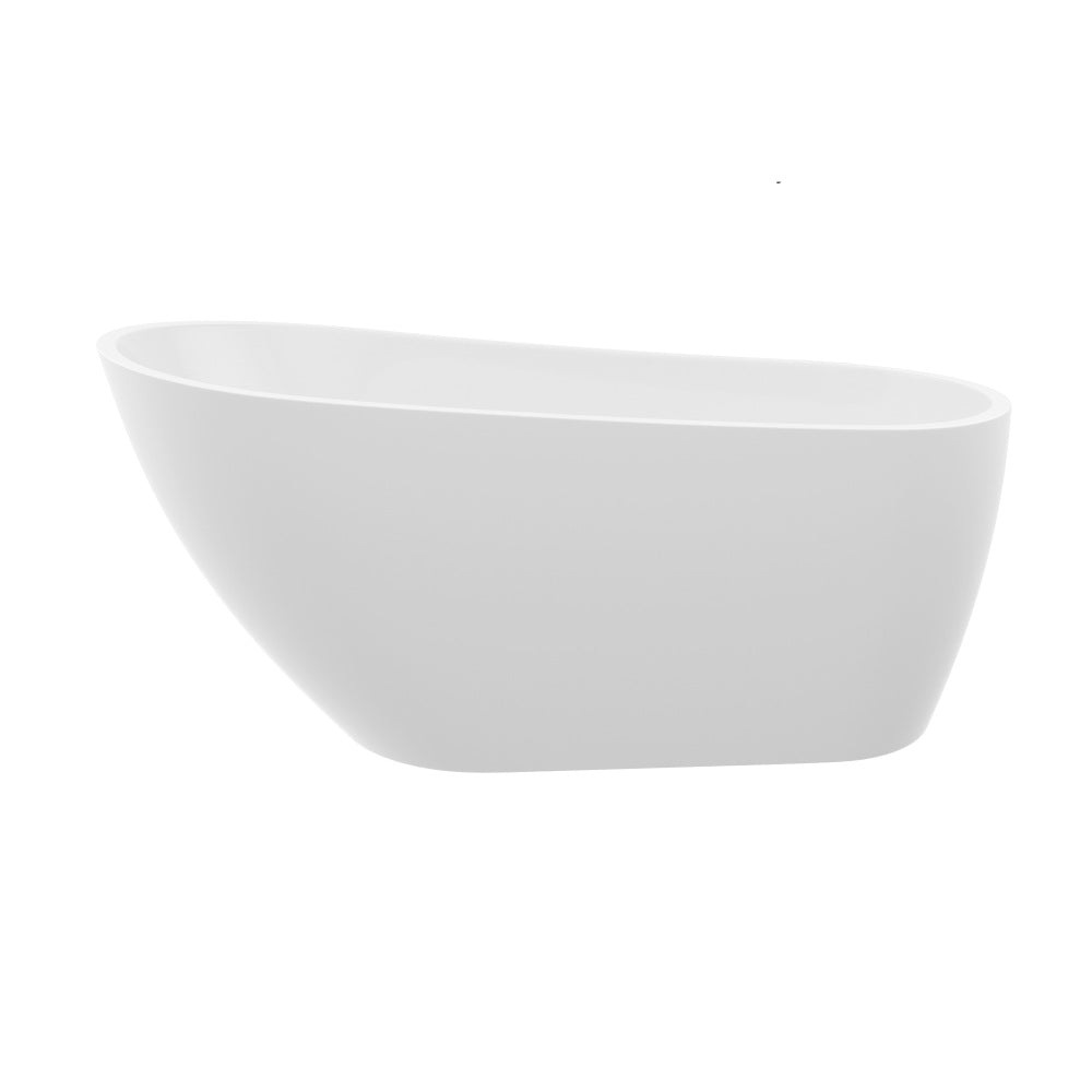 60" Acrylic Alcove Soaking Bathtub with Skirt - Glossy White, Back-to-Wall Design, Chrome Hand-Twist Drain
