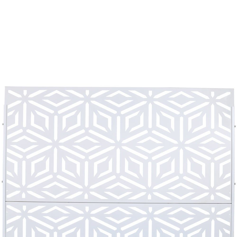 Outdoor & Indoor Privacy Screen Metal Privacy Screen 76" H×48" W, Freestanding Decorative Privacy Screen for Deck Balcony Patio, Privacy Fence Panels for Outside Lawn Garden PS115 WHITE