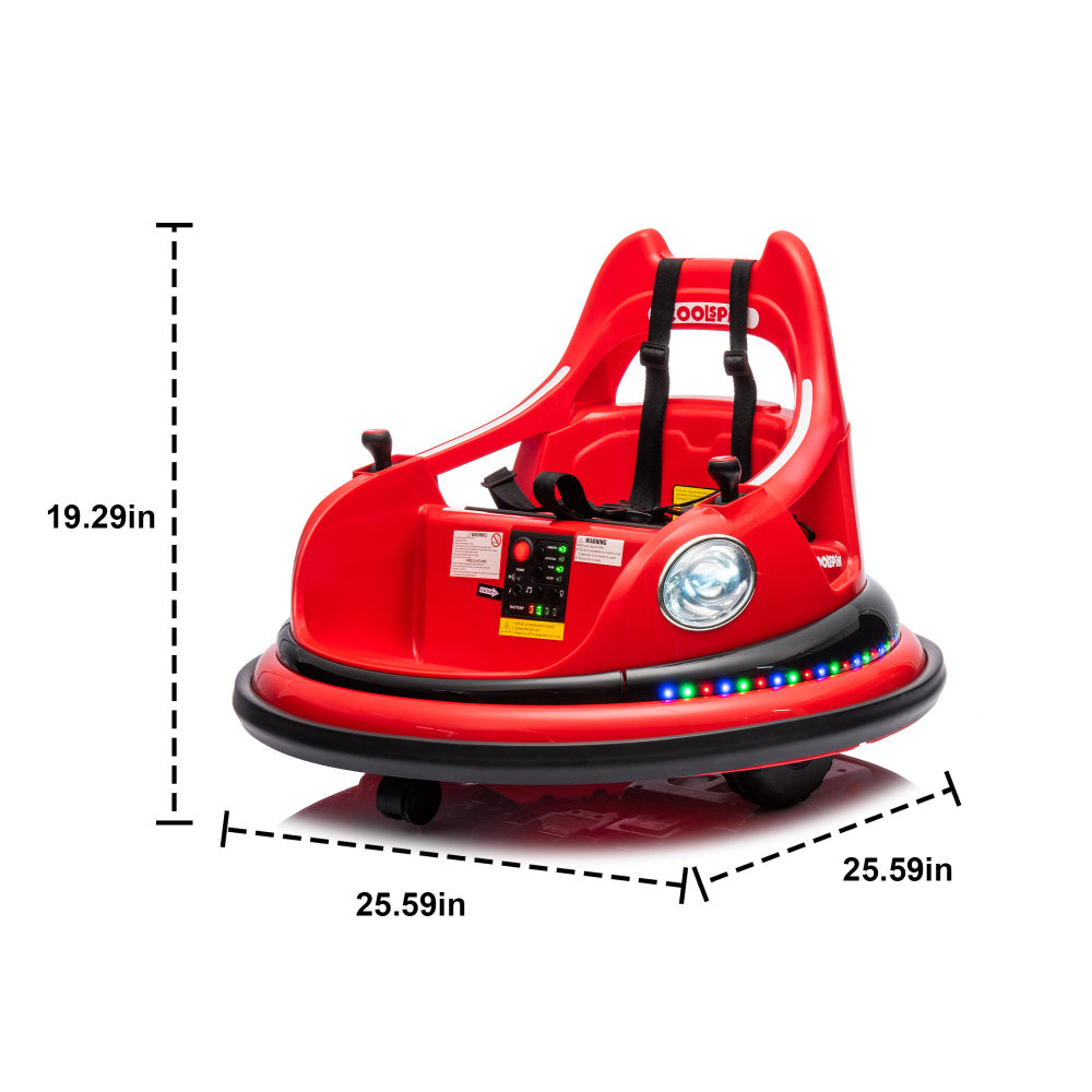 12V ride on bumper car for kids,electric car for kids,1.5-5 Years Old,W/Remote Control, LED Lights, Bluetooth & 360 Degree Spin, Vehicle body with anti-collision padding
Five-point Safety Belt,2wd