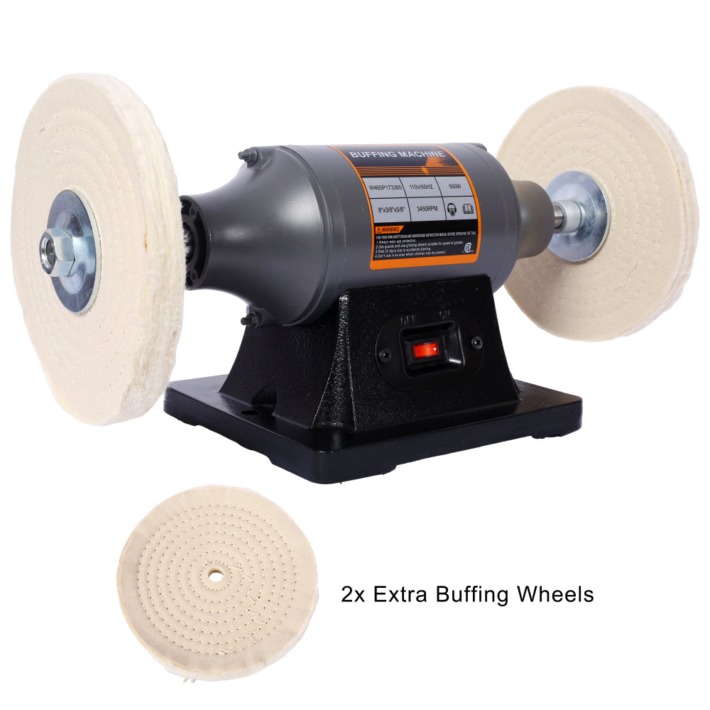 8-Inch Electric Polisher Bench Buffer Grinder - Includes 4PCs 80Ply Thic Buffing Wheels Ideal Benchtop Buffing Machine for Polishing Metal, Jewelry, Knives, Wood, Jade, and Plastic. CSA Certificated