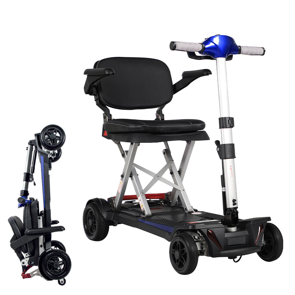 Manaul Folding Scooter M2085 Blue with 26.5 AH Battery and Travel range 24 Miles