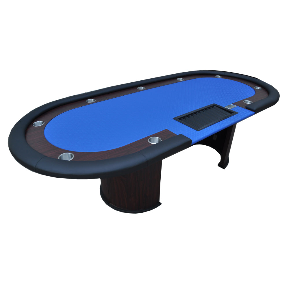 96" Poker Table Model 16367 with U Shape Legs, Drox Box, Chips Tray Blue