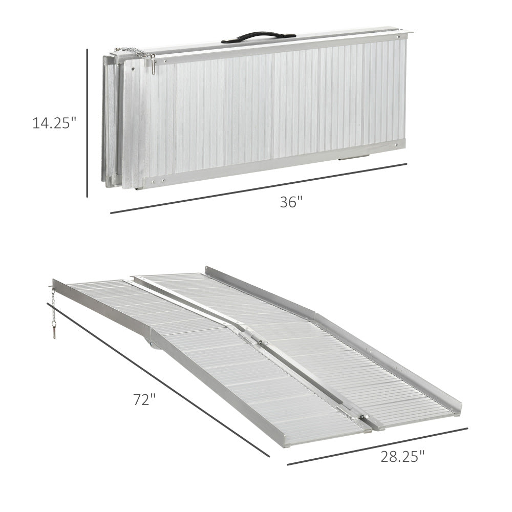 HOMCOM Textured Aluminum Folding Wheelchair Handicap Ramp, 6'