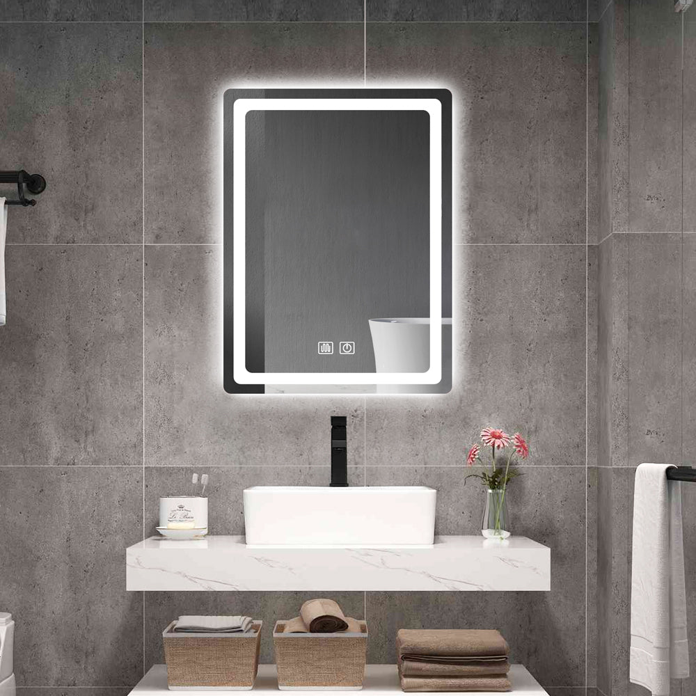 31in. H LED Single Bathroom Vanity Mirror in Polished Crystal Bathroom Vanity LED Mirror for Bathroom Wall Smart Lighted Vanity Mirrors