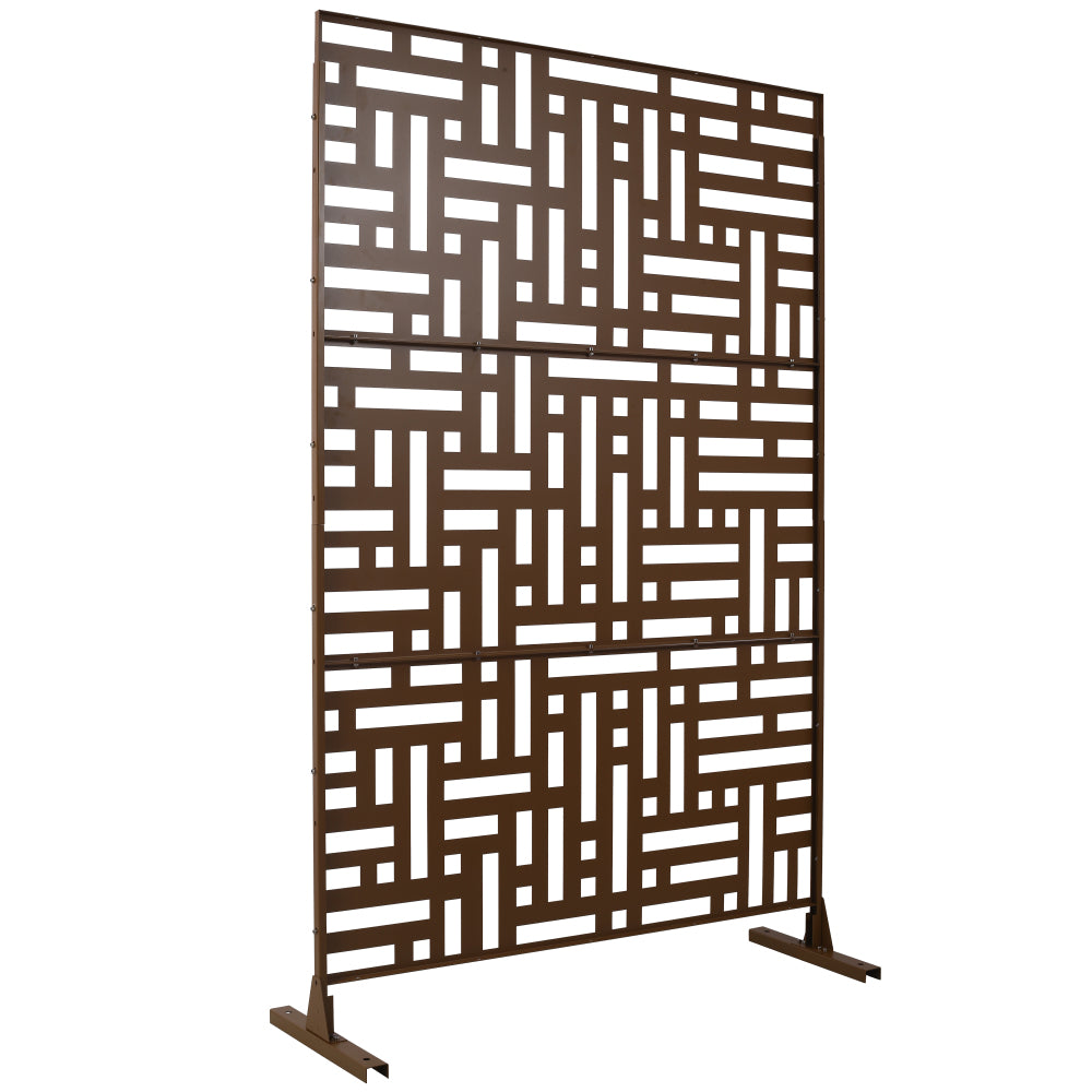 Outdoor & Indoor Privacy Screen Metal Privacy Screen 76" H×48" W, Freestanding Decorative Privacy Screen for Deck Balcony Patio, Privacy Fence Panels for Outside Lawn Garden PS103 BROWN