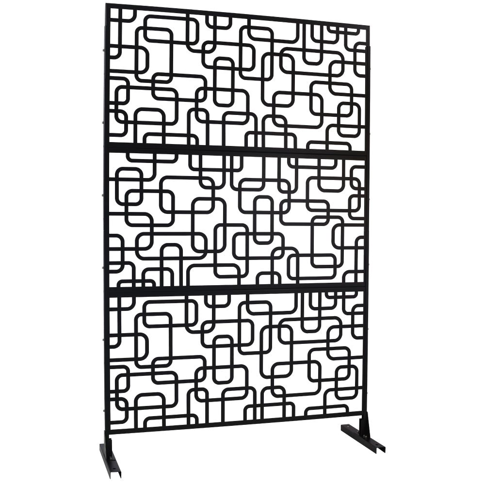 Outdoor & Indoor Privacy Screen Metal Privacy Screen 76" H×48" W, Freestanding Decorative Privacy Screen for Deck Balcony Patio, Privacy Fence Panels for Outside Lawn Garden PS114 BLACK
