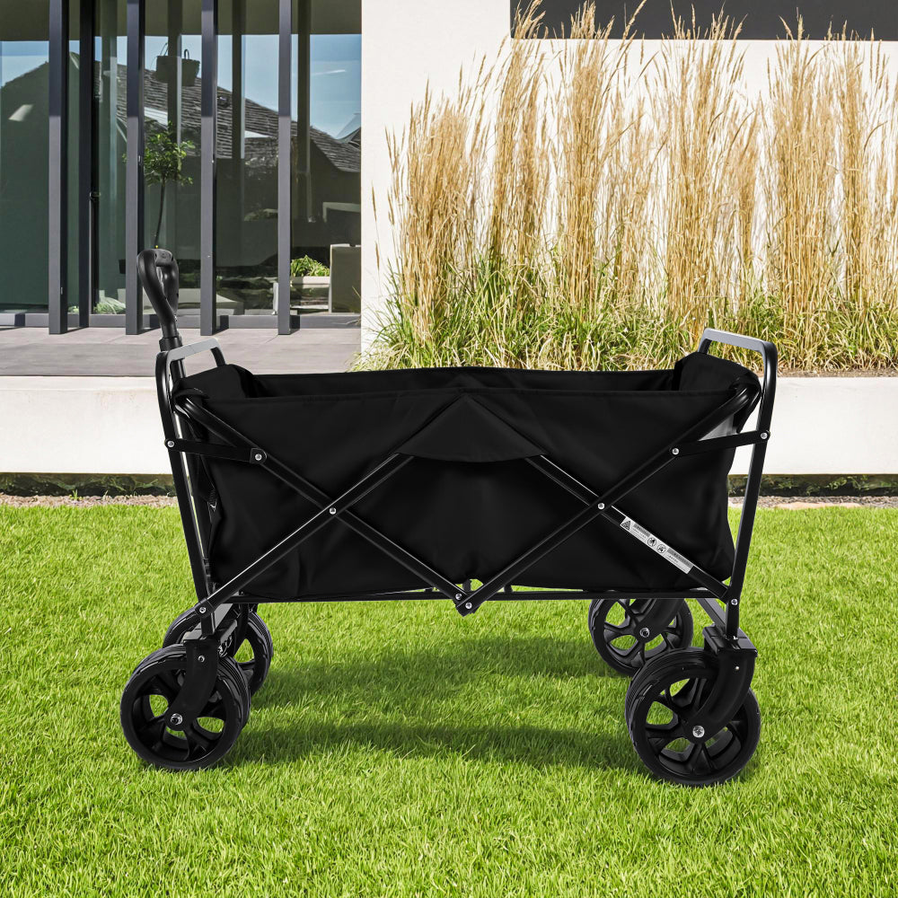 100L Collapsible Folding Beach Wagon Cart with 220Lbs Large Capacity, Wagons Carts Heavy Duty Foldable with Big Wheels for Sand, Garden, Camping