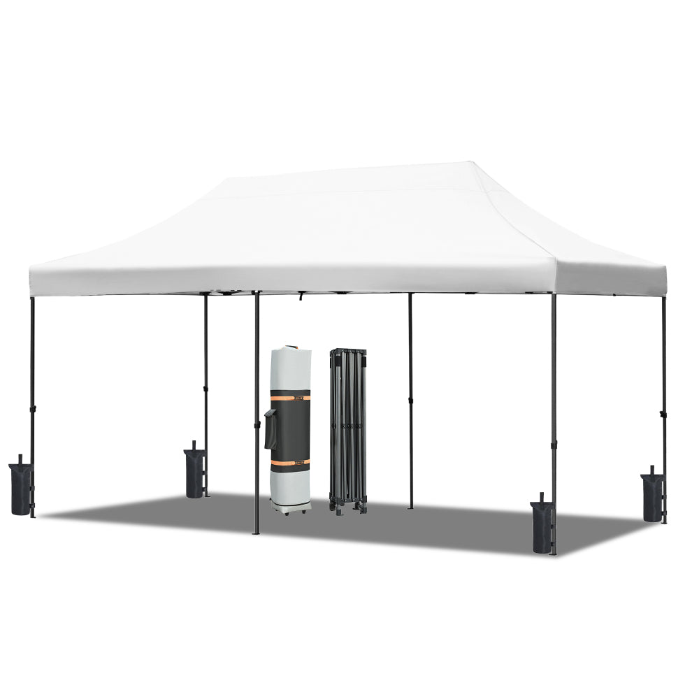 TREXM 10x20 Pop Up Canopy Tent with 6 Sidewalls, Heavy Duty Party Tent, UV and Waterproof Protection, 3 Height Adjustable Outdoor Canopy Tent with Roller Bag for Weddings, Events, and Beach, White