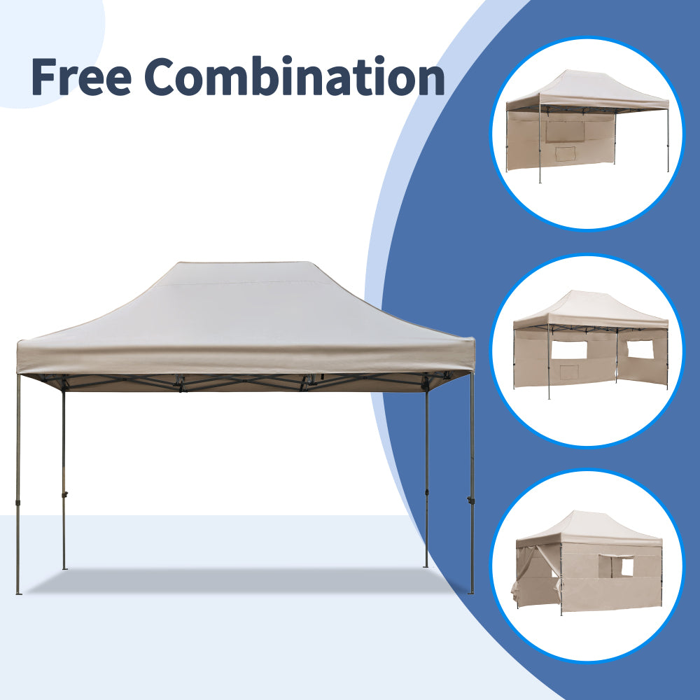 TREXM 10x15 Pop Up Canopy Tent, Heavy Duty Party Tent with 4 Sidewalls UV Waterproof Protection, 3 Height Adjustable Outdoor Canopy Tent for Weddings, Events, and Backyard Gatherings, Khaki