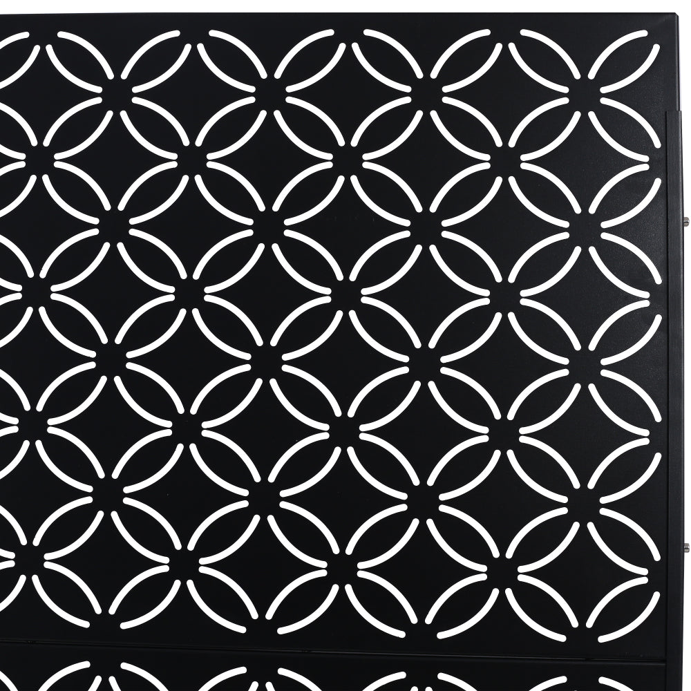 Outdoor & Indoor Privacy Screen Metal Privacy Screen 76" H×48" W, Freestanding Decorative Privacy Screen for Deck Balcony Patio, Privacy Fence Panels for Outside Lawn Garden PS107 BLACK