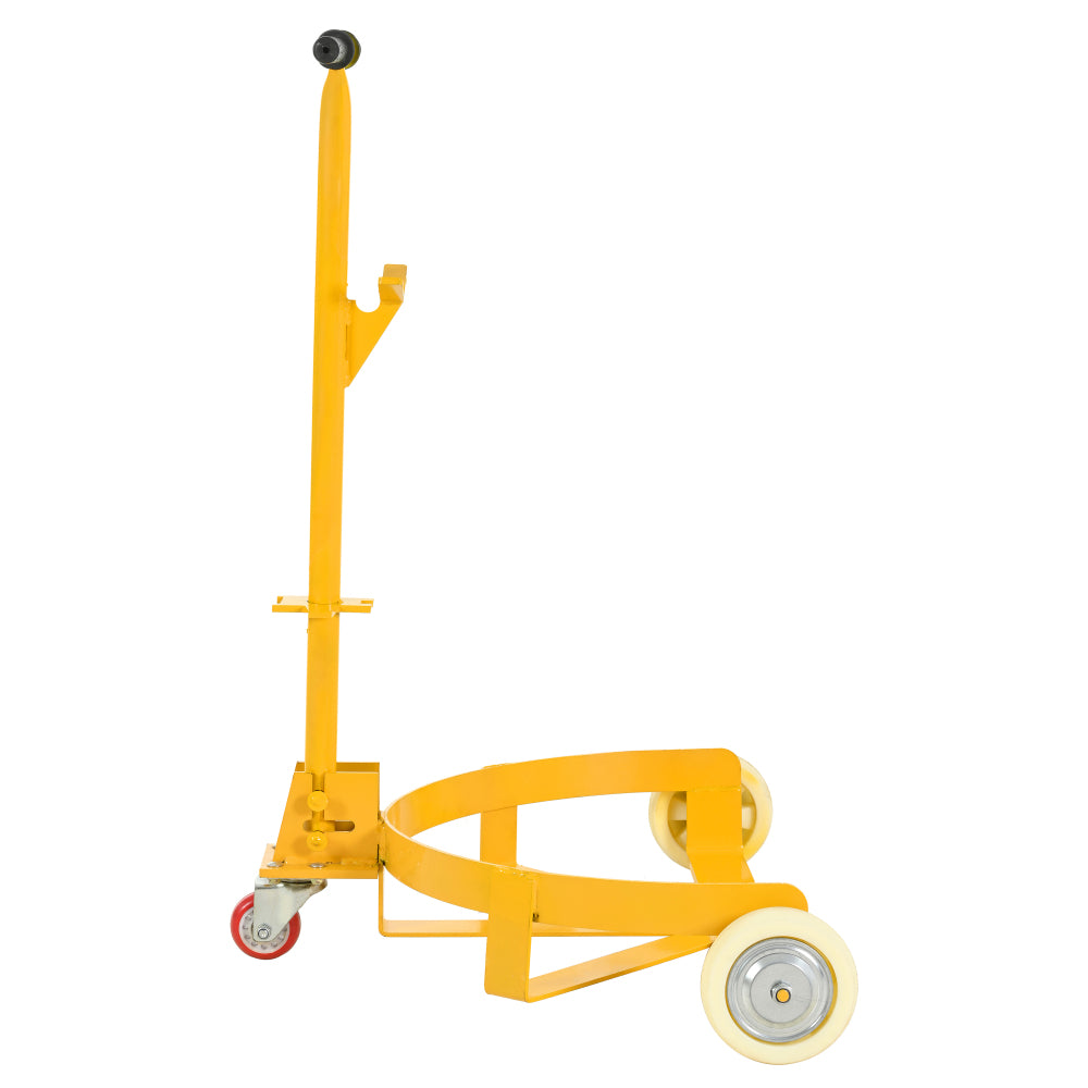 55 Gallon Drum Dolly, 1200lbs capacity, with 2 fixed PU Wheels and 1 swivel wheel - Low Profile Steel Oil Drum Caddy Oil Barrel Drum Roller Hand Cart