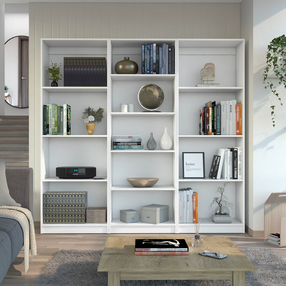 Dupree 3 Piece Home Bookcase set, 67" Wide with 14 Shelves ,  Living Room Set Set  White