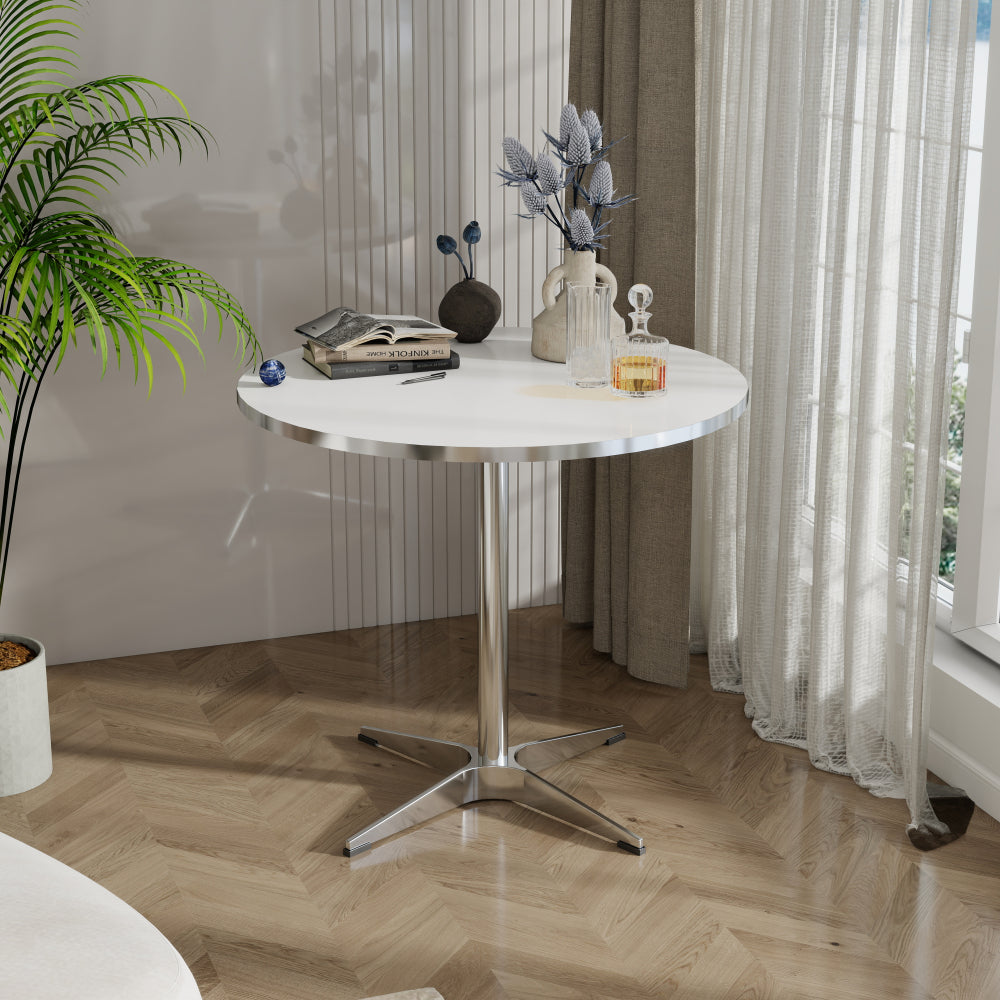Modern circular dining table and small tea table, with a minimalist style, suitable for use in family dining rooms, kitchens, and living rooms