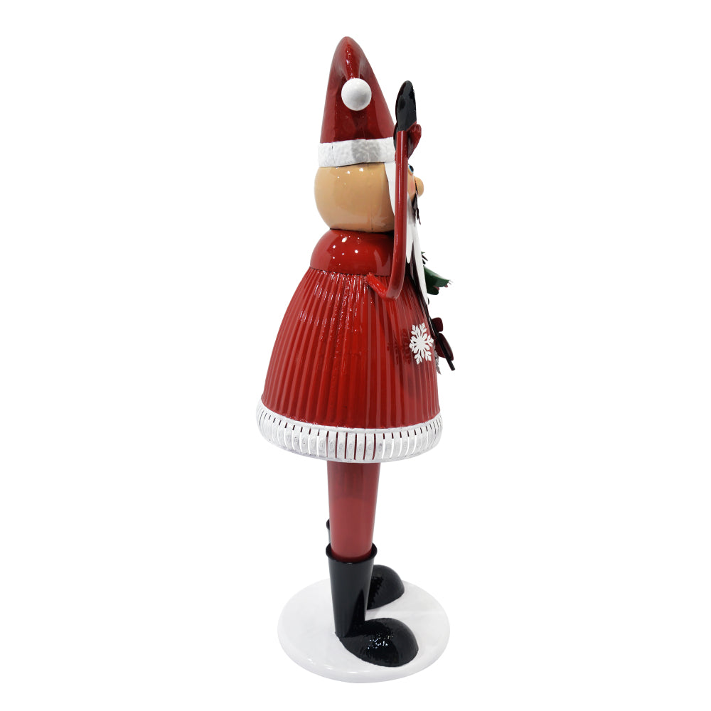 Cheerful Santa Claus Holding Tree and Waving