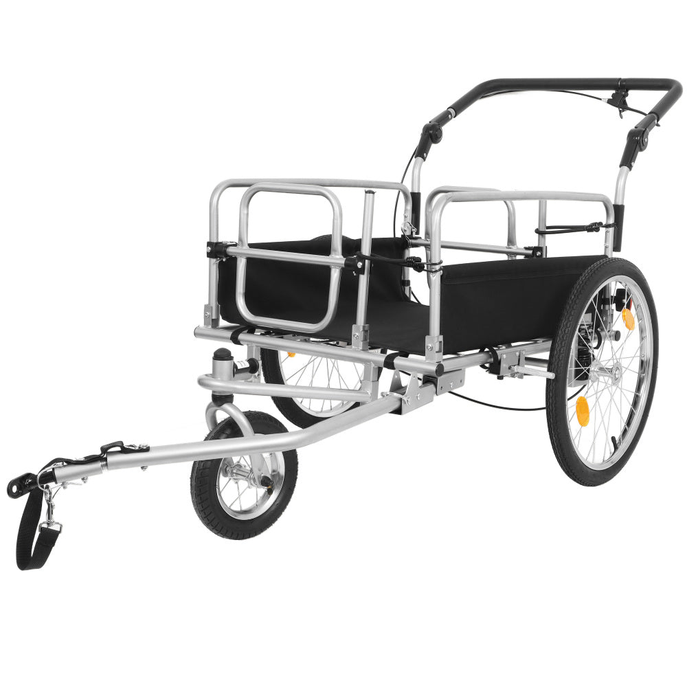 3-in-1 Heavy-Duty Bike Cargo Trailer – E-Bike Compatible Steel Frame, 110lb Capacity, Convertible Stroller & Pull Cart w/Suspension, 20" Wheels & Accessories