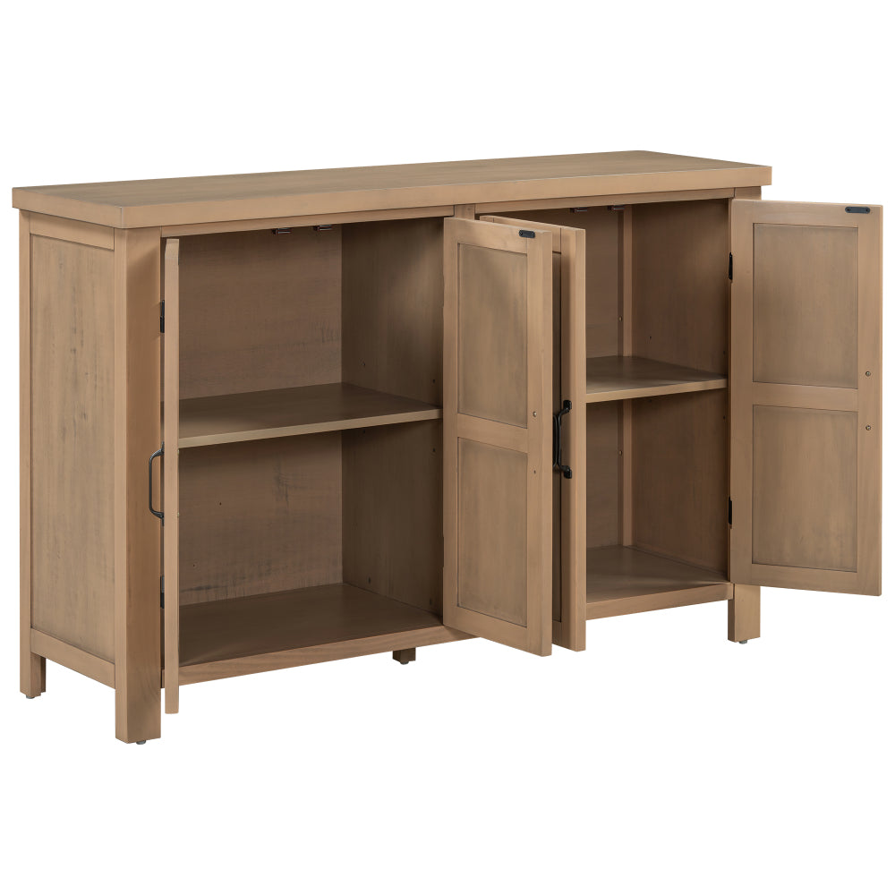 U_STYLE 4-Door Storage Sideboard with Adjustable Shelves and Retro Atimon Handles ,Ample Storage,Pinewood Legs,for Living Room, Study, and Entryway