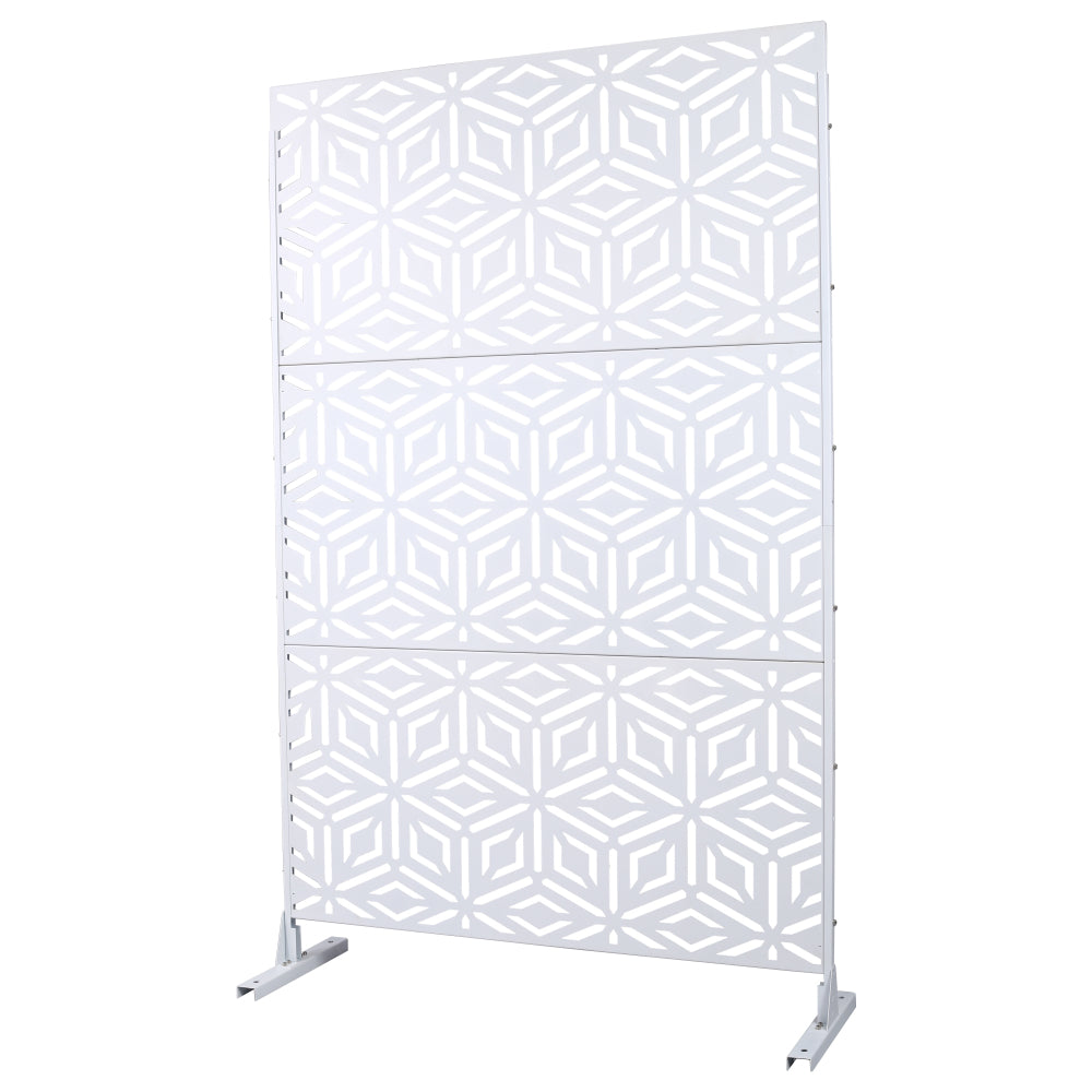 Outdoor & Indoor Privacy Screen Metal Privacy Screen 76" H×48" W, Freestanding Decorative Privacy Screen for Deck Balcony Patio, Privacy Fence Panels for Outside Lawn Garden PS115 WHITE