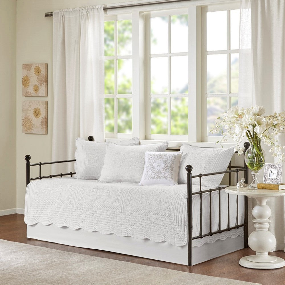 6 Piece Reversible Scalloped Edge Daybed Cover Set Seafoam Daybed