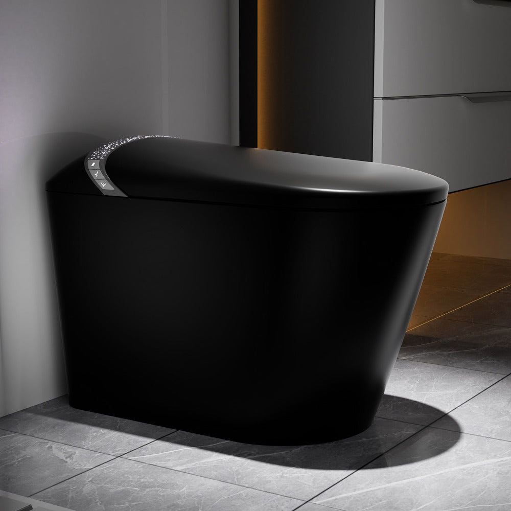 Starry Night Light Smart Toilet with Bidet Built In,  Modern Design For  Bathroom, Auto Open/Close Seat, Foot Sensor, LED Display,Night Light, Warm Water & Dryer,Matte Black